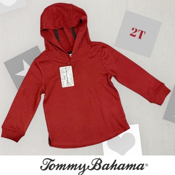 NWT Tommy Bahama Waffle Knit Long Sleeve Shirt With Hood, Size 2T, MSRP $38 - Picture 1 of 4